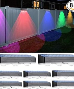 Solar Fence Lights 8PK RGB Warm White Cool White 12 Modes LED Lights