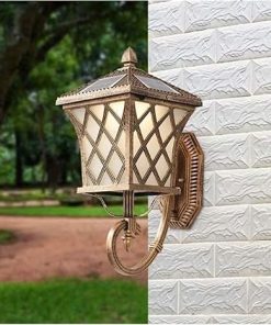 Retro Brass Metal Wall Lantern for Outdoor Garden LED Sconce 2