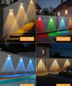 Solar Fence Lights 12 Pack RGB Warm Cool White LED Outdoor Waterproof 2