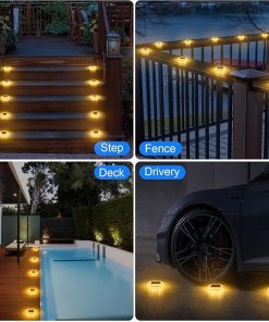 12 Pack Solar Deck Lights Waterproof LED Auto ON OFF for Outdoors 2