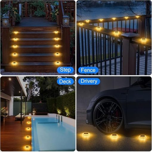 12 Pack Solar Deck Lights Waterproof LED Auto ON OFF for Outdoors - Image 2