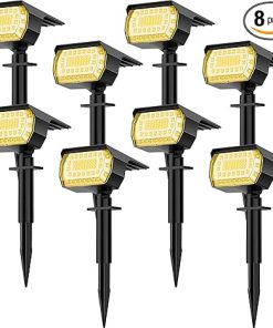 Solar Spot Lights Outdoor 8 Pack 57 LED IP65 Waterproof for Garden