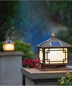 Solar Post Light Fixture IP55 Waterproof Outdoor Lantern for Courtyard 2