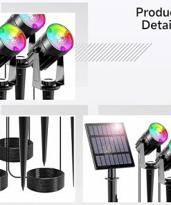 Solar Powered RGB Garden Spotlights for Outdoor Pathway Lighting 2