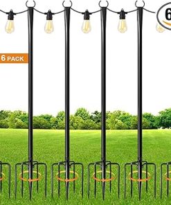Outdoor 6 Pack String Light Poles for Patio Garden Camping Parties