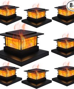 Solar Flame Post Lights 8 Pack for Garden Deck Vinyl Wooden Posts