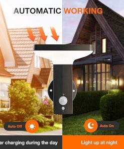Solar Motion Sensor Wall Lights Waterproof LED Fixture for Outdoors 2