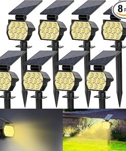 Outdoor Solar Spot Lights IP67 Waterproof 50 LED 8 Pack with 3 Modes
