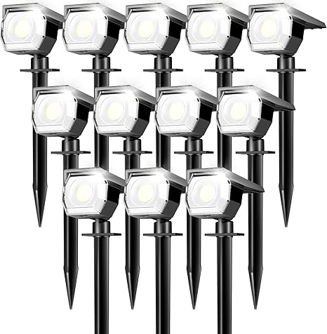 12 Pack Solar Spot Lights Outdoor Waterproof 3 Modes for Garden 12 Pack Solar Spot Lights Outdoor Waterproof 3 Modes for Garden