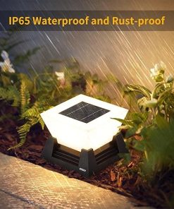 Solar Post Lights, 11” Pillar Light Fixture, Waterproof Dusk to Dawn Fence Column Lantern with 3000K LED, Post Cap Lamp Outdoor Lighting for Patio Garden Driveway Deck Yard Entrance 2