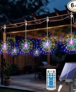 Starburst Solar Firework Lights 6 Pack 1200 LEDs Waterproof Remote