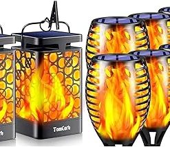 TomCare Solar Lights Outdoor Flickering Flame Torches for Garden Yard