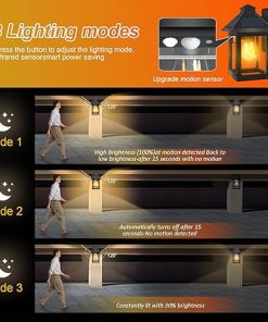 Solar Motion Wall Lights Outdoor Waterproof Dusk to Dawn LED Lanterns 2