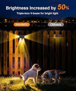 3 Pack Solar Fence Lights Outdoor Waterproof Warm White LED Security 2