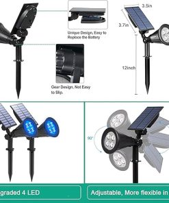 Solar Landscape Spotlights IP65 Waterproof Outdoor Lights 4-Pack 2