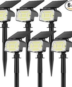 Outdoor Solar Spot Lights 92 LEDs Landscape Lighting 6 Pack Cool White