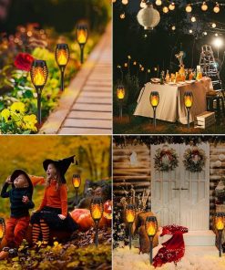 10 Pack Outdoor Solar Torch Lights with Flickering Flame Decor 2