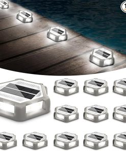 Solar Driveway Deck Lights 6000K LED Pathway Lights 12 Pack Outdoor
