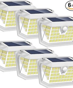 Solar Motion Lights Outdoor 6 Pack 188 LED Waterproof Security Flood