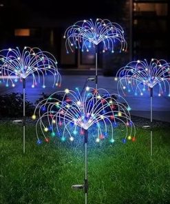 4 Pack Solar Firework Garden Lights Christmas Outdoor Decorations