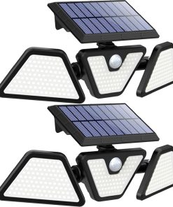 275 LED Motion Sensor Lights 2 Pack and Solar Spot Light Outdoor 2