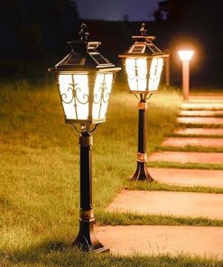 Outdoor IP65 Waterproof Antique Aluminum Solar Column Light Lantern 2