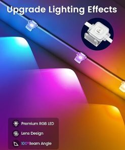 LUHLEE Solar Permanent Outdoor Lights 32.8ft with 20 LED RGB with App/Remote Control, 50 ft with 30 LED Warm White Remote Control Permanent Outdoor Lights 2