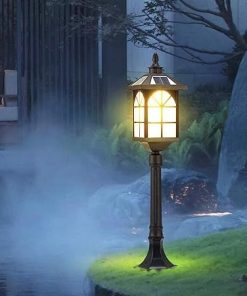 Solar LED Courtyard Post Light Retro Waterproof Garden Lamp Decor