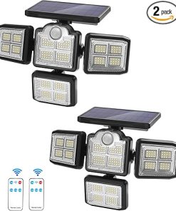 Solar Motion Sensor Outdoor Light 4 Heads Waterproof 270° Wide Angle