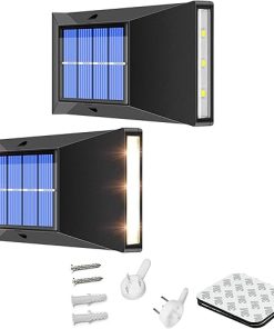 LED Solar Wall Lamps Waterproof for Outdoor Patio Deck Lighting 2 Pack