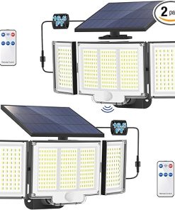 Upgraded 348 LED Solar Motion Sensor Outdoor Lights with Remote