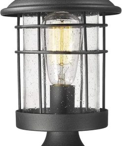 Modern Chandelier LED Outdoor Solar Post Light Fixture Black Lamp