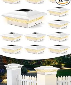 T-SUN 12 Pack Solar Post Cap Lights for Vinyl Wooden Fences Outdoor