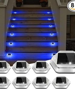 Solar Deck Lights 8 Pack Waterproof Auto ON Off LED Lighting Outdoor