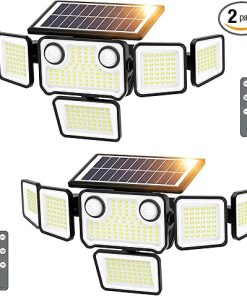3000LM Solar Flood Lights Outdoor with Motion Sensors 2 Pack