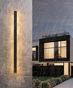 Outdoor Waterproof Wall Light Black Strip Sconce for Garden Lighting