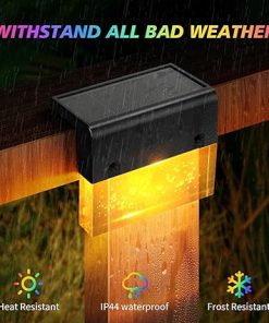 12 Pack Solar Fence Lights with 2 Modes for Outdoor Stair and Deck 2