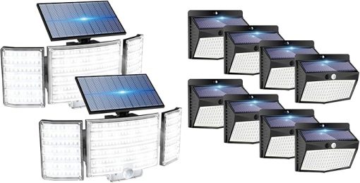 Solar Motion Sensor Security Lights 8 Packs and 2 Pack Outdoor Lights