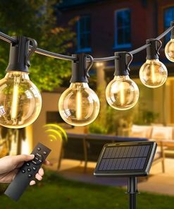 Quntis 106ft Solar String Lights Outdoor Waterproof Remote Dimming