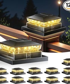 12 Pack Waterproof Solar Post Cap Lights for 4×4 and 5×5 Posts