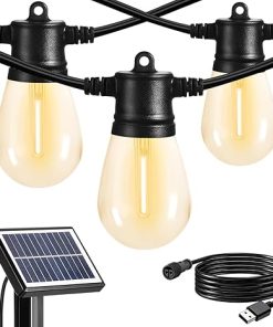 48ft Solar String Lights USB Rechargeable Waterproof for Patio Garden