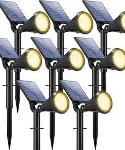 Outdoor Solar Spot Lights Waterproof 8 Pack Adjustable 4 Modes