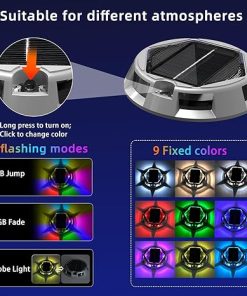 8 Pack Solar Powered Aluminum Driveway Lights with 12 Modes Waterproof 2
