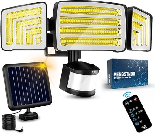 Solar Motion Sensor Flood Lights 4000LM 72FT Sensing Distance