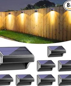Bridika Solar Fence Lights Outdoor Waterproof LED for Backyard 8 Pack
