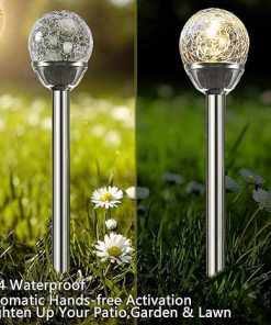4 Pack Solar Glass Crackle Ball Lights for Outdoor Pathway Decor 2