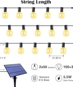 ZJOJO 200FT Solar String Lights with 100 Edison Bulbs for Outdoor Use 2