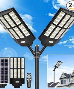 8000W Solar Street Lights 2 Pack Outdoor Motion Sensor Remote Control