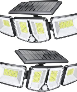 Solar Motion Sensor Lights 180 LED 3 Heads 270 Degree IP65 Waterproof