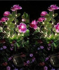 Solar Outdoor Flower Lights 2 Pack Decorative LED Plant Lamps